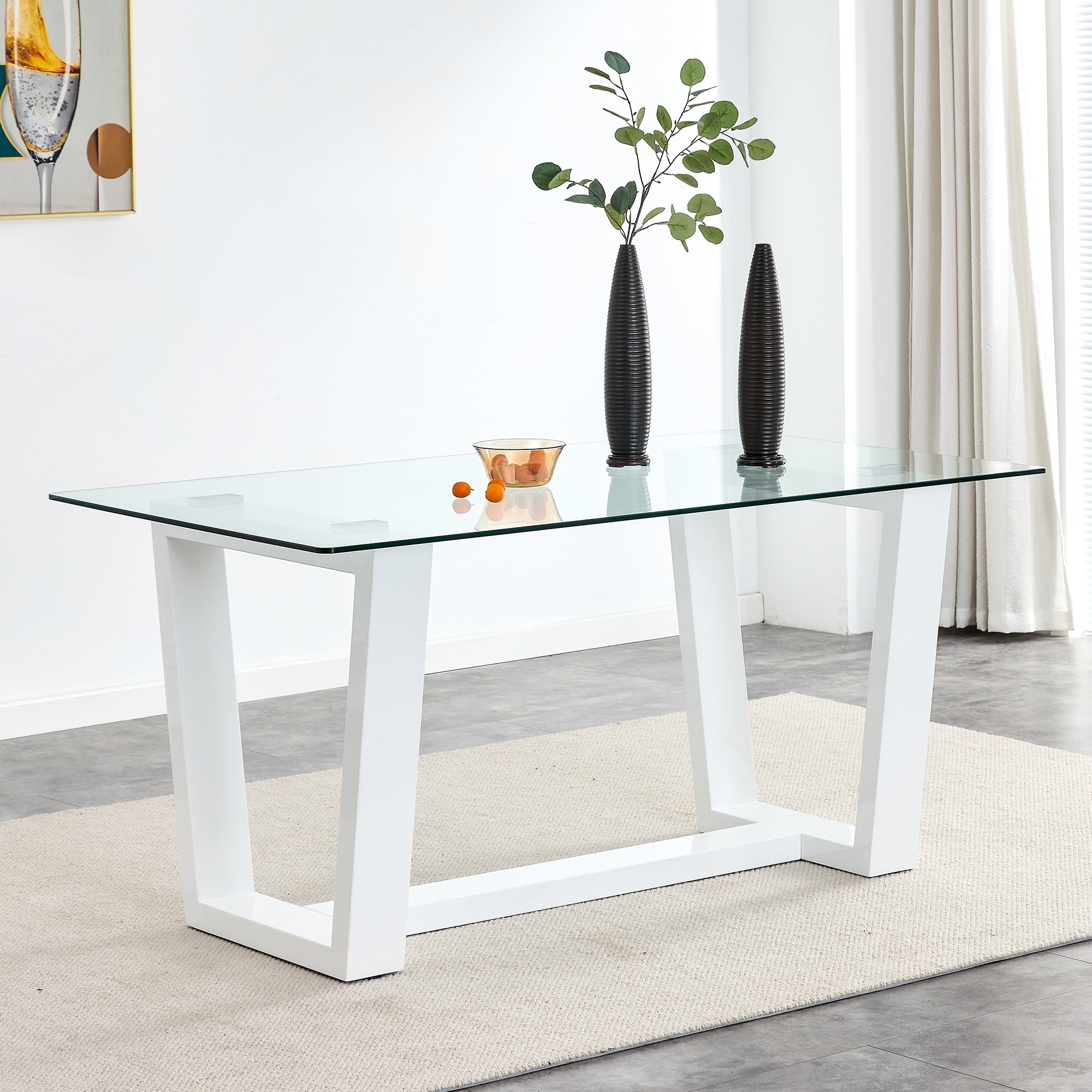 Large Modern Minimalist Rectangular Glass Dining inch