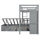 preview thumbnail 13 of 16, Twin Size Hydraulic Storage Bed with Drawers, Wood Bunk Bed Frame with Wardrobe, Shelves, Ladder and Guardrails for Kids, Teens