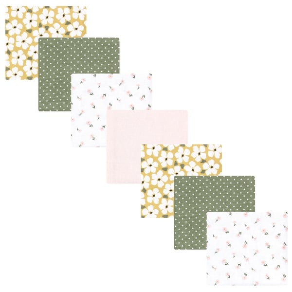 slide 1 of 1, Hudson Baby Infant Girl Cotton Poly Flannel Receiving Blankets Bundle, Sage Floral, One Size - Sage Floral - One Size One Size - Sage Floral