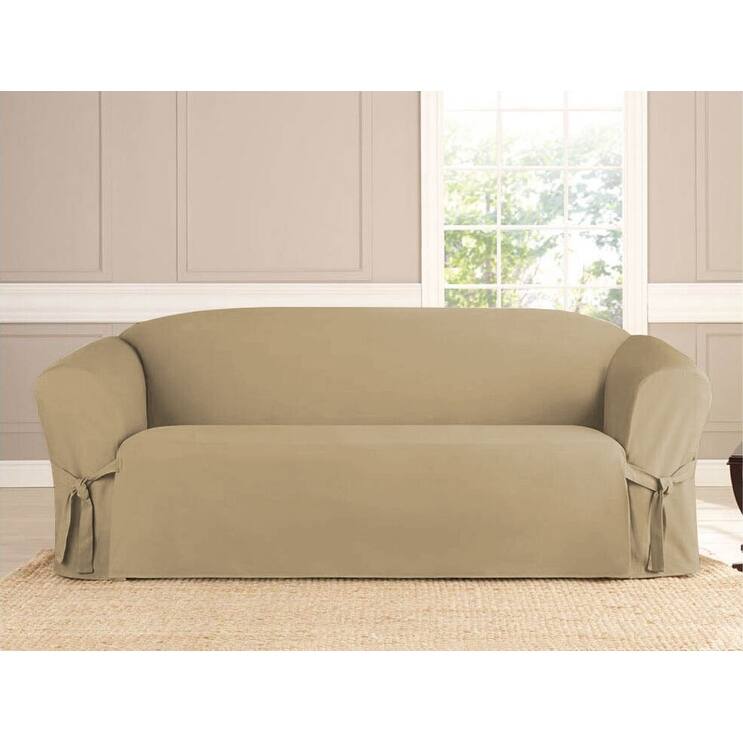 Microsuede Slipcover Furniture Protector Loveseat Cover - Taupe