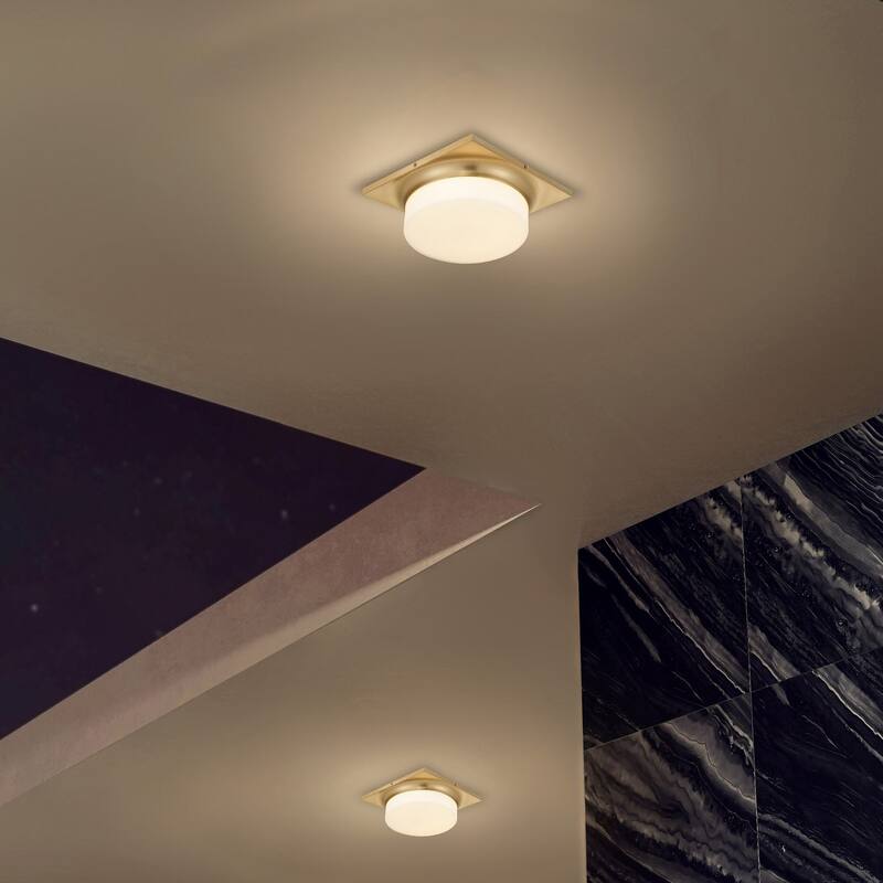 Aura 13" Antique Brass LED Flush Mount Ceiling Light