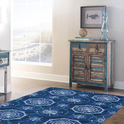 Simon Machine Washable Blue and Ivory Area Rug