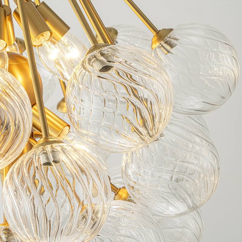 12-Light Mid-Century Modern Gold Sputnik Textured Glass Globe Bubble Chandelier for Dining Room - 25.5 in. W x 27.5 in. H