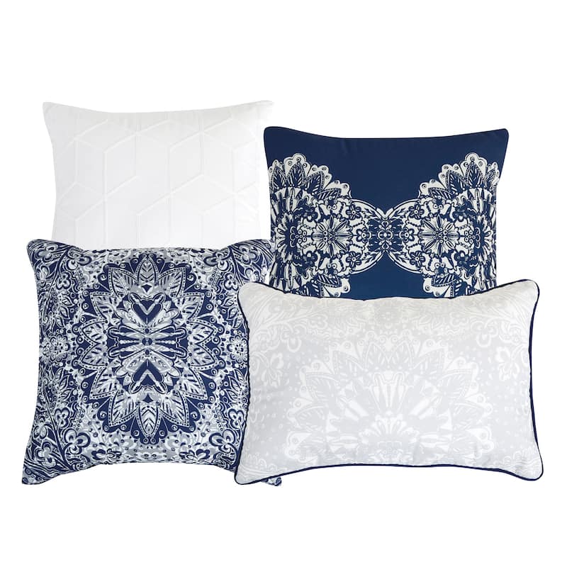Shatex Estime 7 Pieces Printed Oversized Bedding Comforter Set All-season Reversible Bed in a Bag