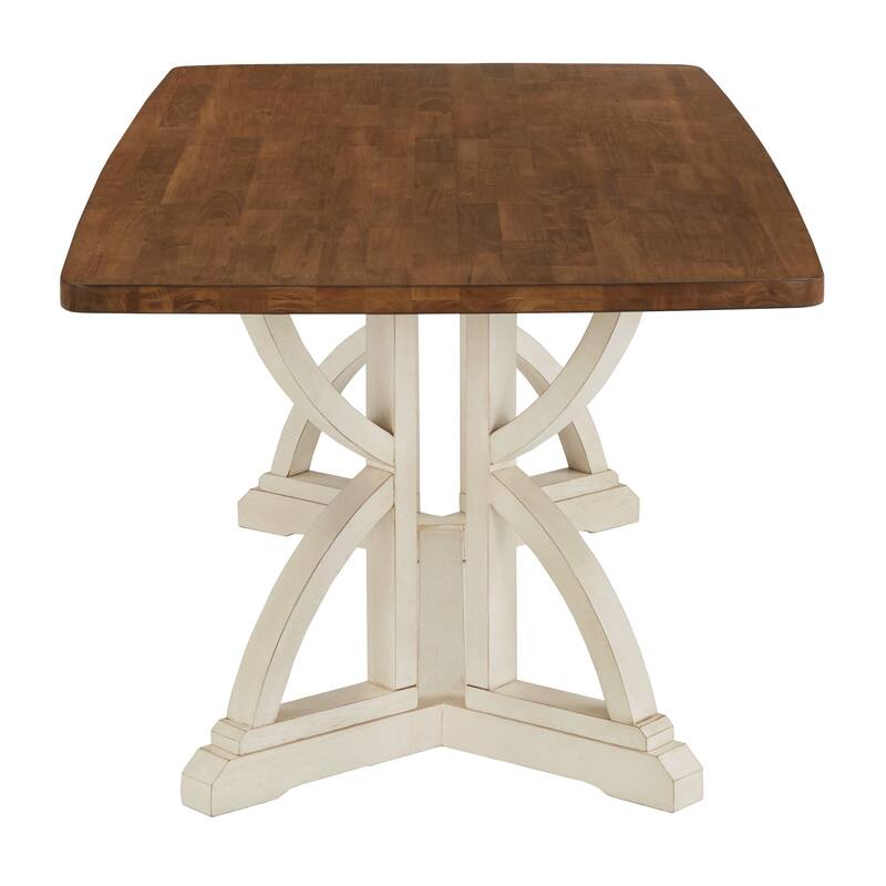 Eleanor Two-tone Wood Finish 78" Dining Set with Double Cross Back Chairs by iNSPIRE Q Classic