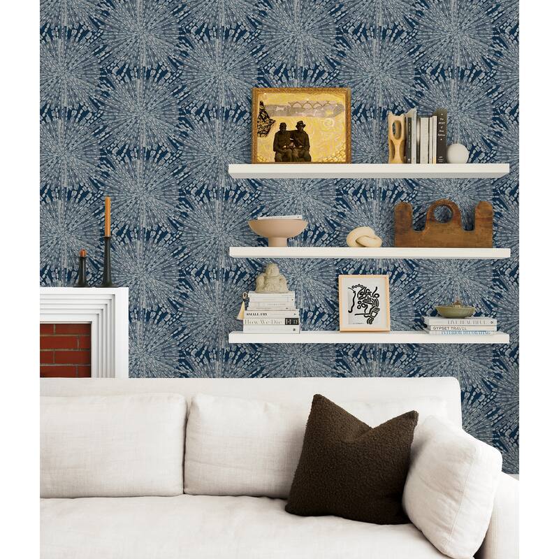LiLi WhittWhitt Navy Sunburst Peel & Stick Wallpaper