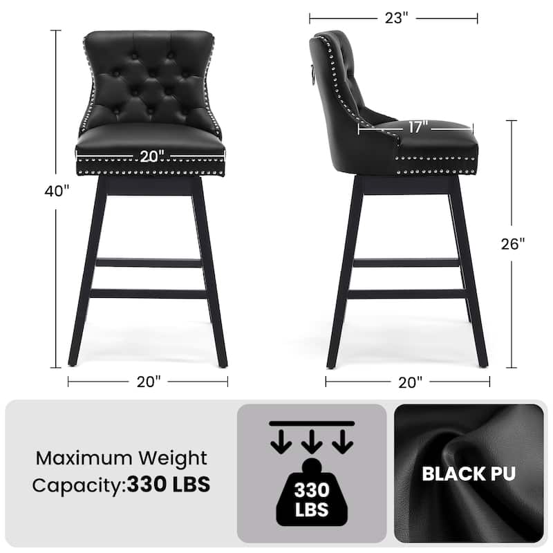 26"/29" Faux Leather Swivel Counter and Bar Height Stools (Set of 1/2/3/4)