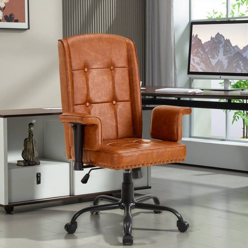 Adjustable Desk Chair Executive Office Chair Computer Chair Ergonomic Mid Back with 360°Swivel Home Office Desk Chair - Brown