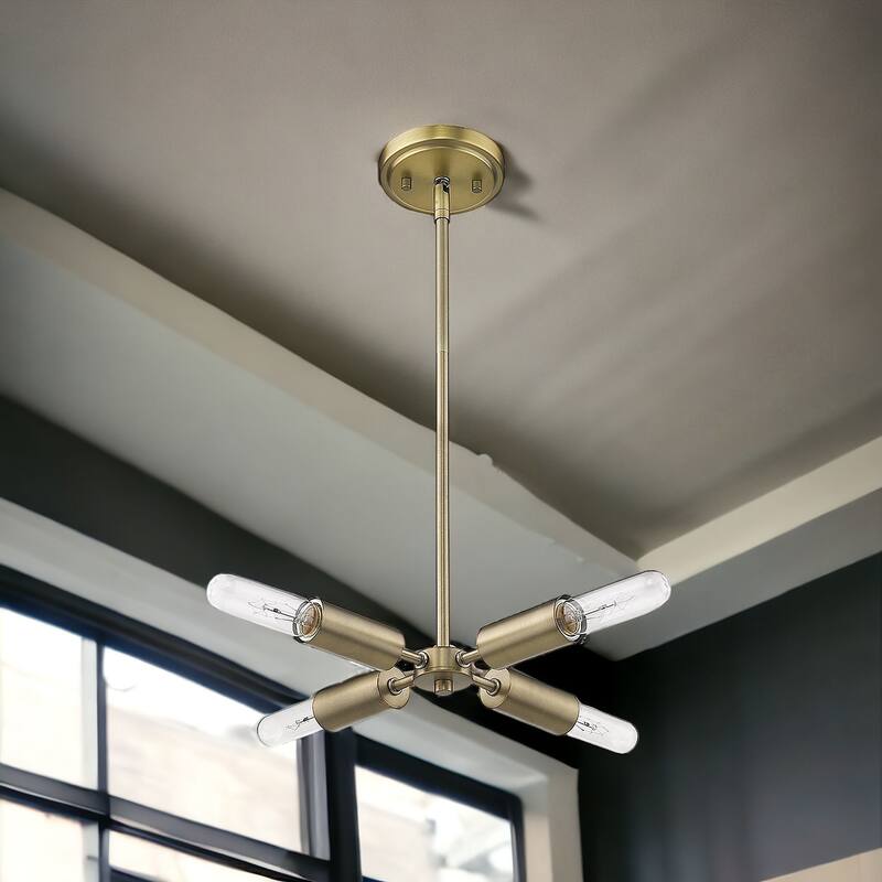 HomeRoots Gold Four Light Metal Dimmable Chandelier - 12' X '1.75' X '12 - 12' X '1.75' X '12