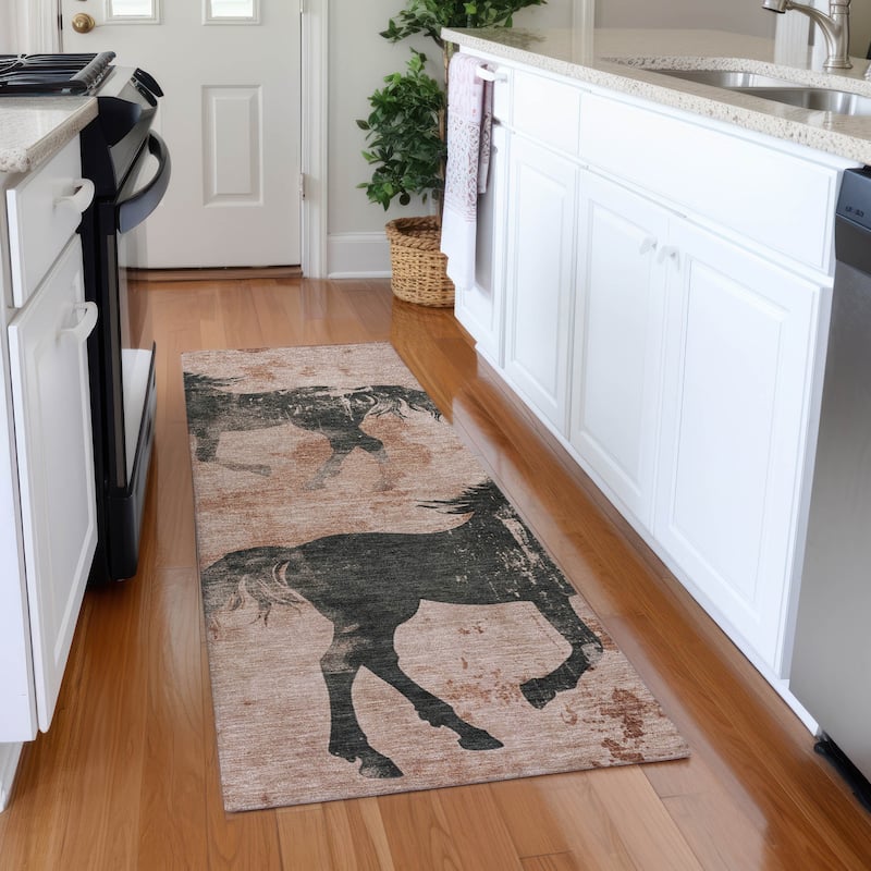 Premium Washable Super Two Horses Mayfield Rug - Paprika - 2'3" x 7'6"