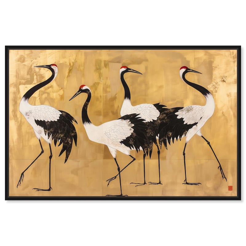 Birds of Gold Canvas by Art Remedy - Black - 45" x 30"