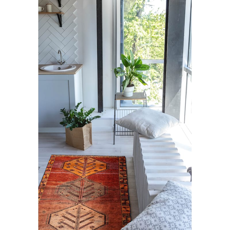 ECARPETGALLERY Hand-knotted Melis Vintage Copper Wool Rug - 4'2 x 12'9