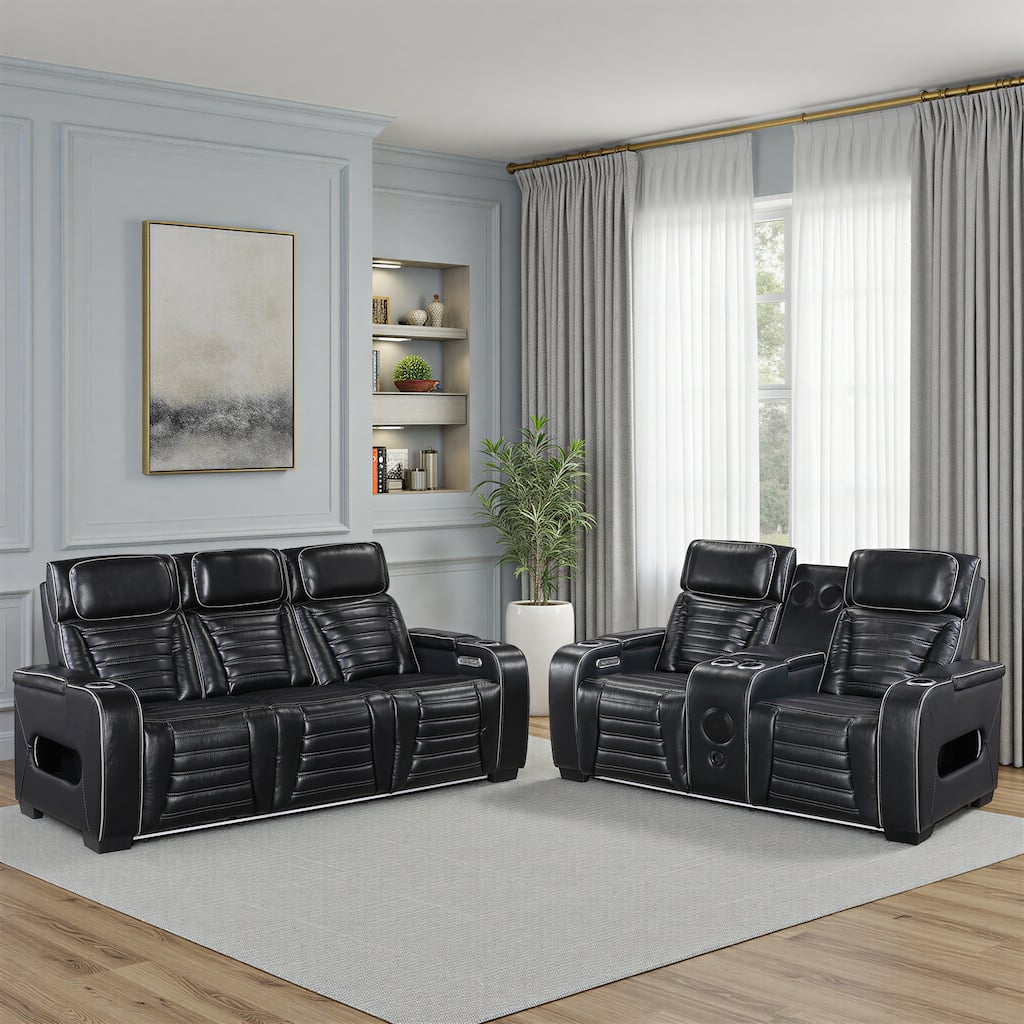 Arbor Leather 2-Piece Power Double Reclining Living Room Sofa Sets
