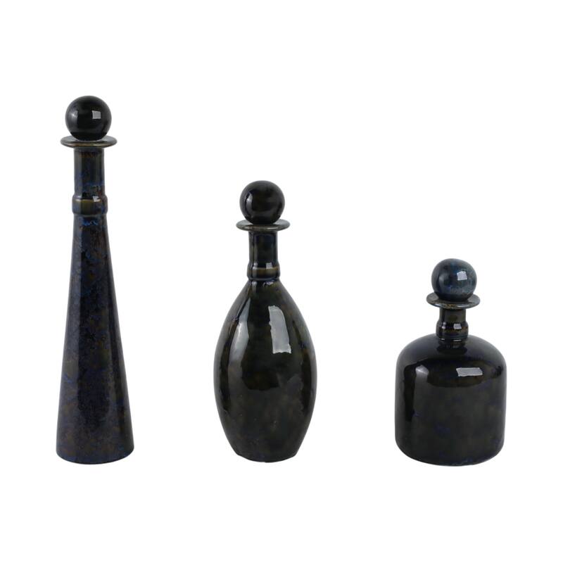Stoneware Decorative Vases Modern Style (Set of 3) - 15/11/8" Blue