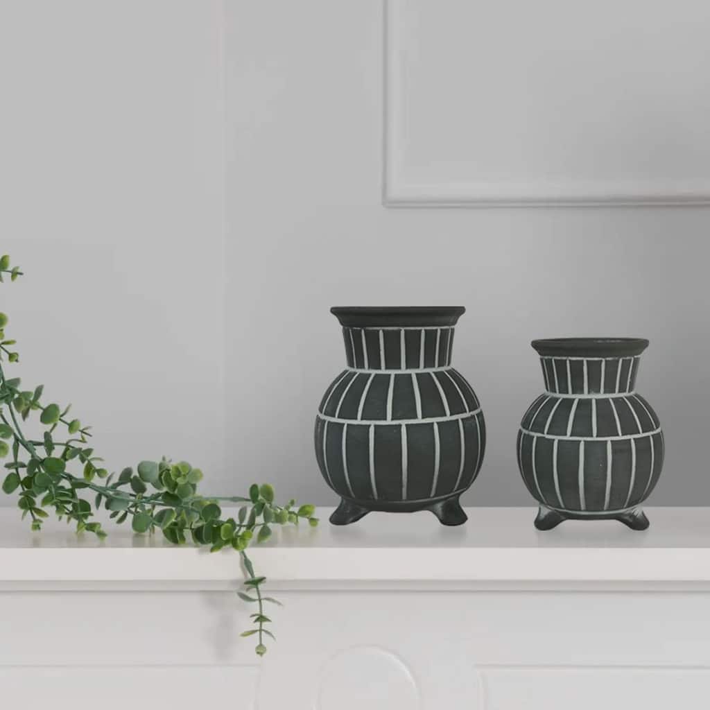 Set of 2 Bubble Shaped Ceramic Vases