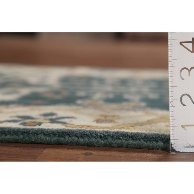 Handamde Green Oushak Oriental Runner Rug Hand-Knotted Wool Carpet - 2'7"x 9'8"