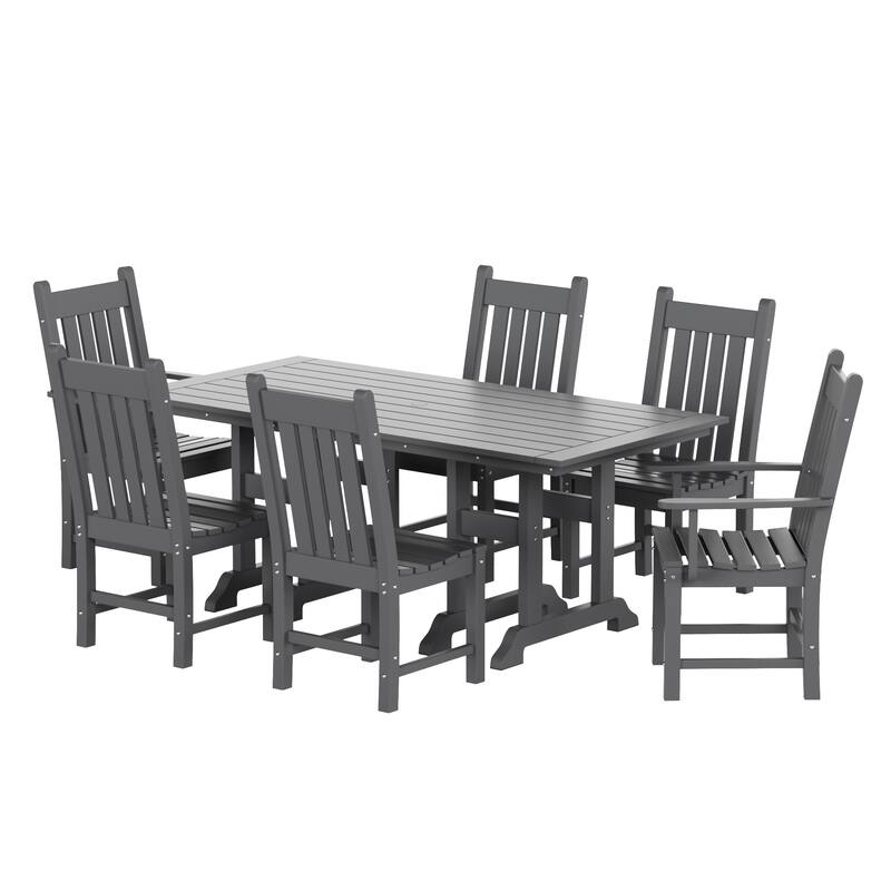 Laguna Hdpe All Weather Outdoor Patio Dining Set with Rectangle Table, Side Chairs (7-Piece Set)