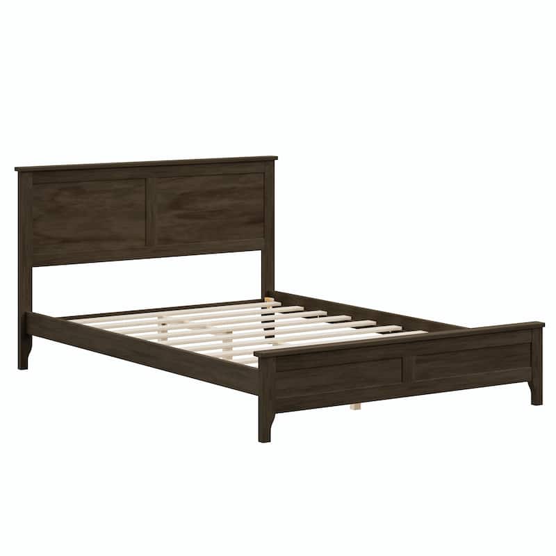 Modern Solid Wood Platform Bed with Sturdy Wooden Slat Support