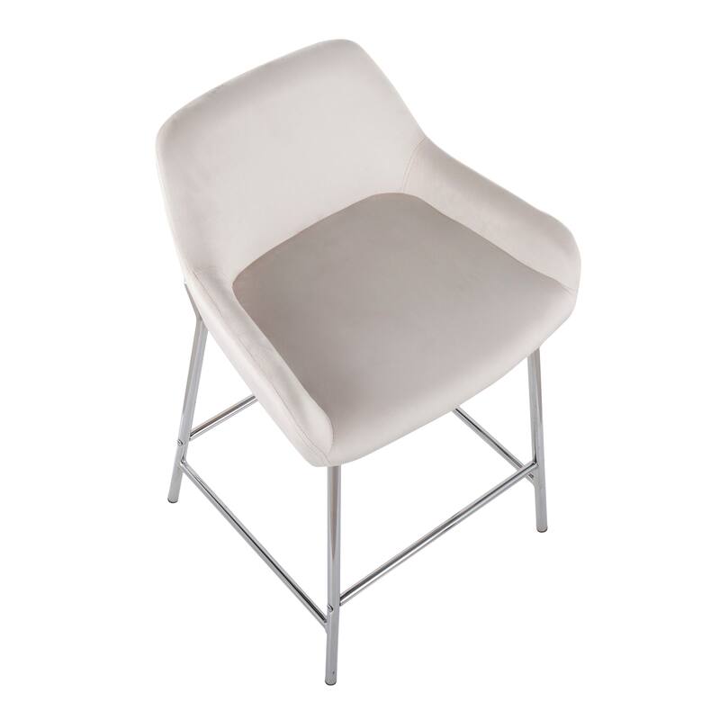 Silver Orchid Galotti Chrome Fixed-Height Upholstered Counter Stool - Set of 2