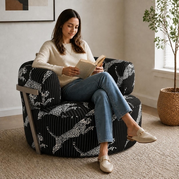 Zebra Striped Accent Chair with Fixed Back - On Sale - Bed Bath