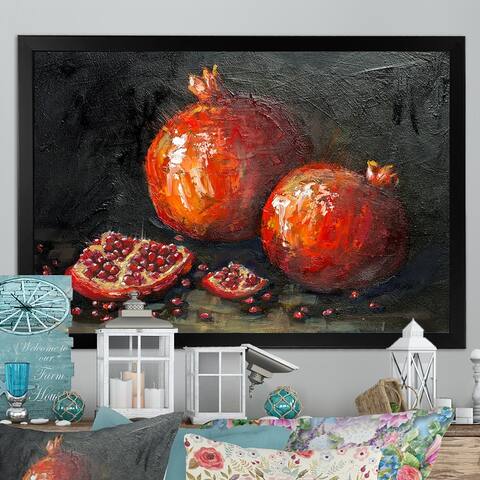 Designart "Red Pomegranates Impressionims" Farmhouse Framed Art Print