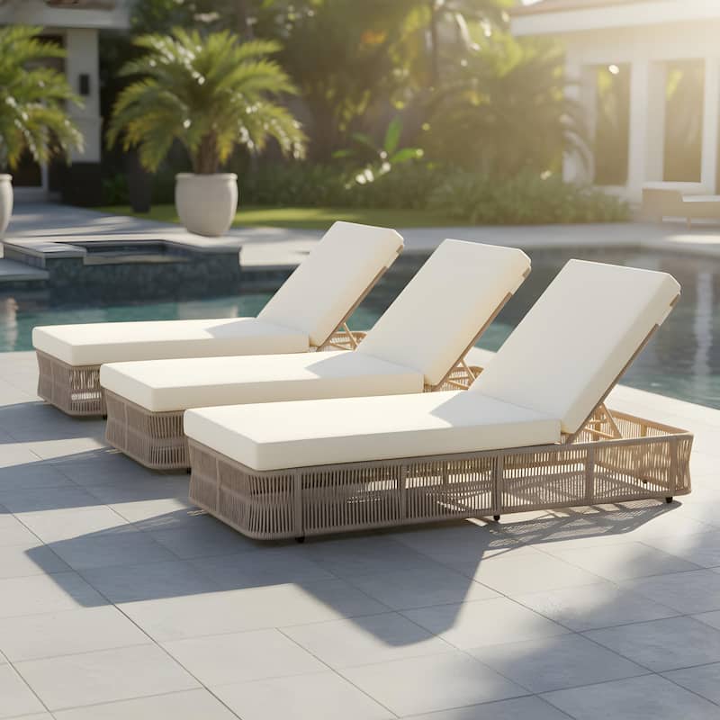Christopher Knight Home - Solara Outdoor Adjustable Rope Base Sunlounge with Beige and White