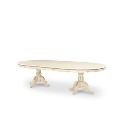 AICO Lavelle Blanc Palatial Oval Dining Table - Vintage Fruitwood