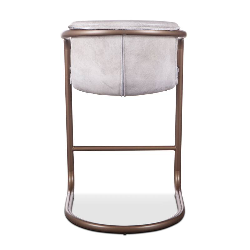 World Interiors Set of 2 Distressed Leather Counter-Height Chairs