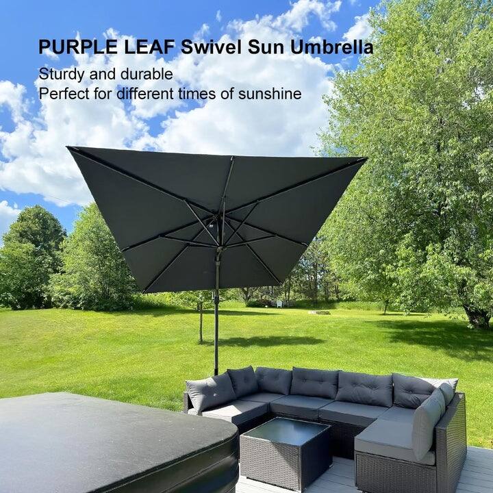 PURPLE LEAF 6 x 10 ft Left-right Tilting Patio Cantilever Umbrella with 360-degree Rotation