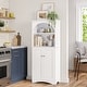preview thumbnail 1 of 4, Two-Door Tall Kitchen Storage Cabinet with Open Shelves - White