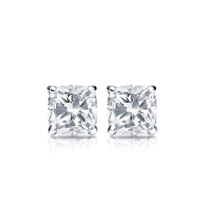 Auriya 14k Gold 1/2ctw Cushion Cut Diamond Stud Earrings Martini-set (H-I, SI1-SI2)