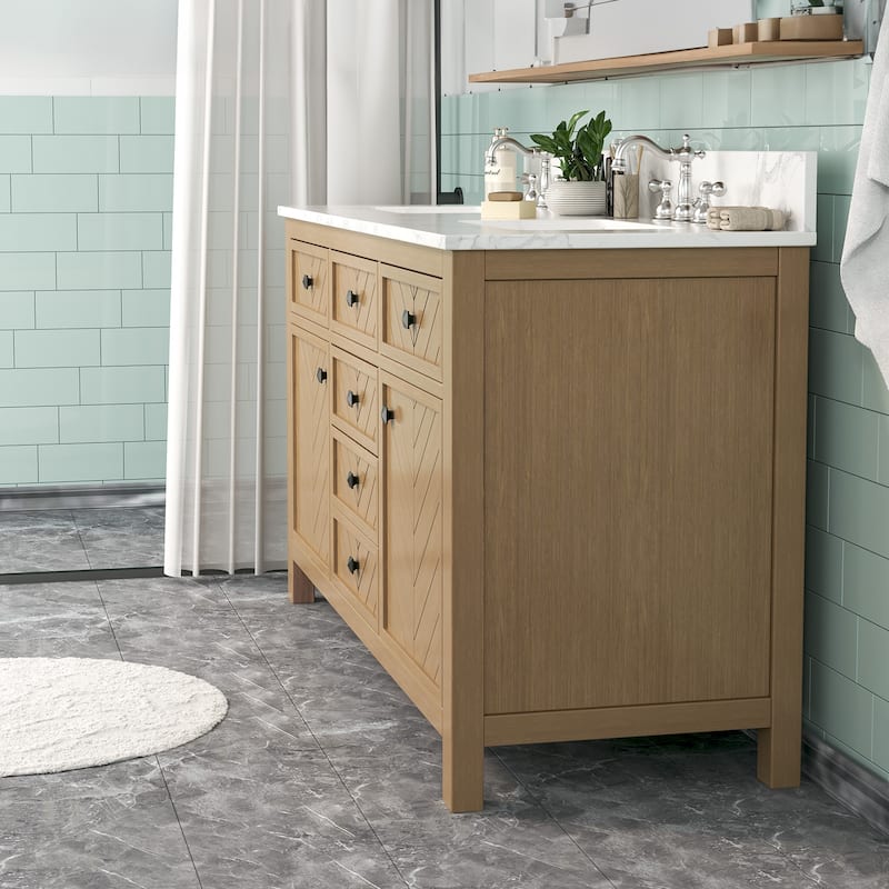 60-inch Modern Double Bathroom Vanity Crafted with Solid Wood Frame