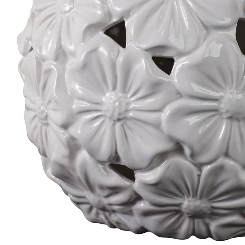 Stoneware and Porcelain Floral Sphere Decorative Garden Statuary