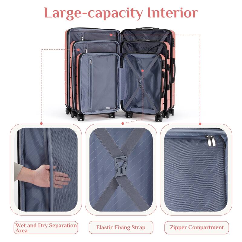 Hard Shell Expandable Lightweight Rolling Luggage with TSA Lock and Spinner Wheels, for Travel