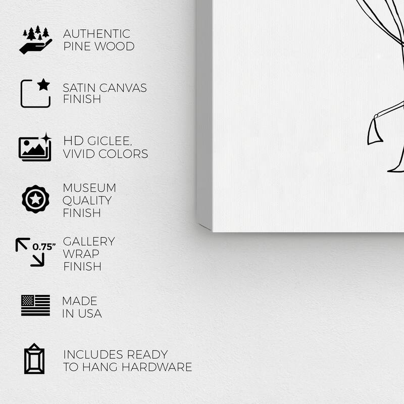 Wynwood Studio Canvas Animals Flamingo Outline Black and Off-white Modern & Contemporary Wall Art Canvas Print