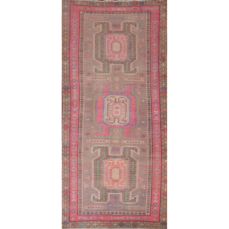 Hand Knotted Oriental 100% Wool Carpet Traditional Tribal Beige & Ivories Meshkin Runner Rug - 10' 5'' X 4' 3''