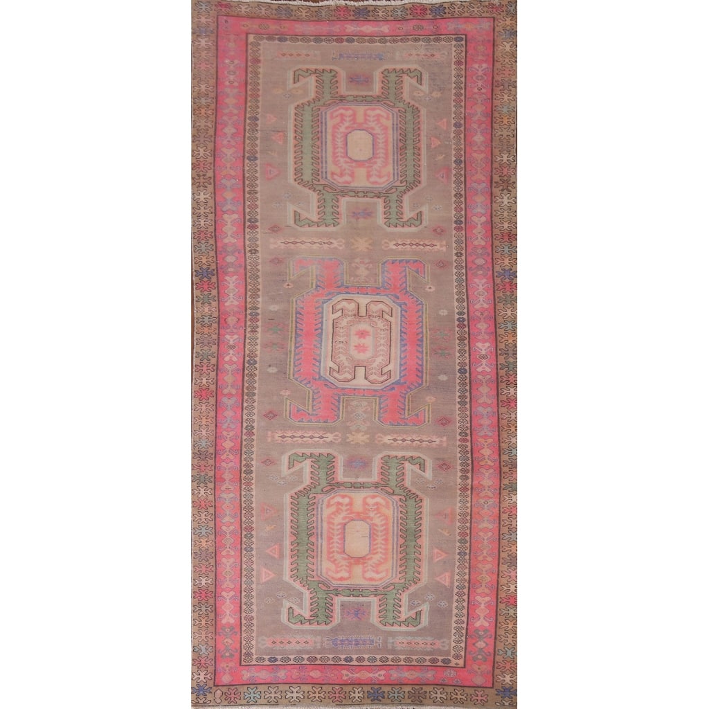 Hand Knotted Oriental 100% Wool Carpet Traditional Tribal Beige & Ivories Meshkin Runner Rug - 10' 5'' X 4' 3''
