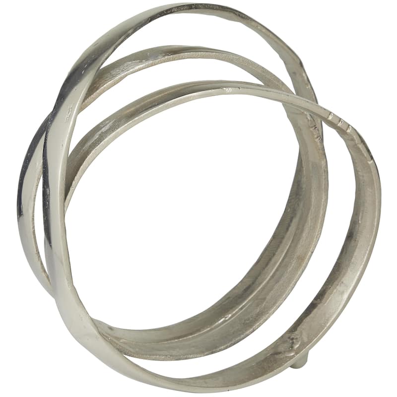 Aluminum Metal Abstract Looped Decorative Sculpture - Silver, Gold, Black - Roche River Decor