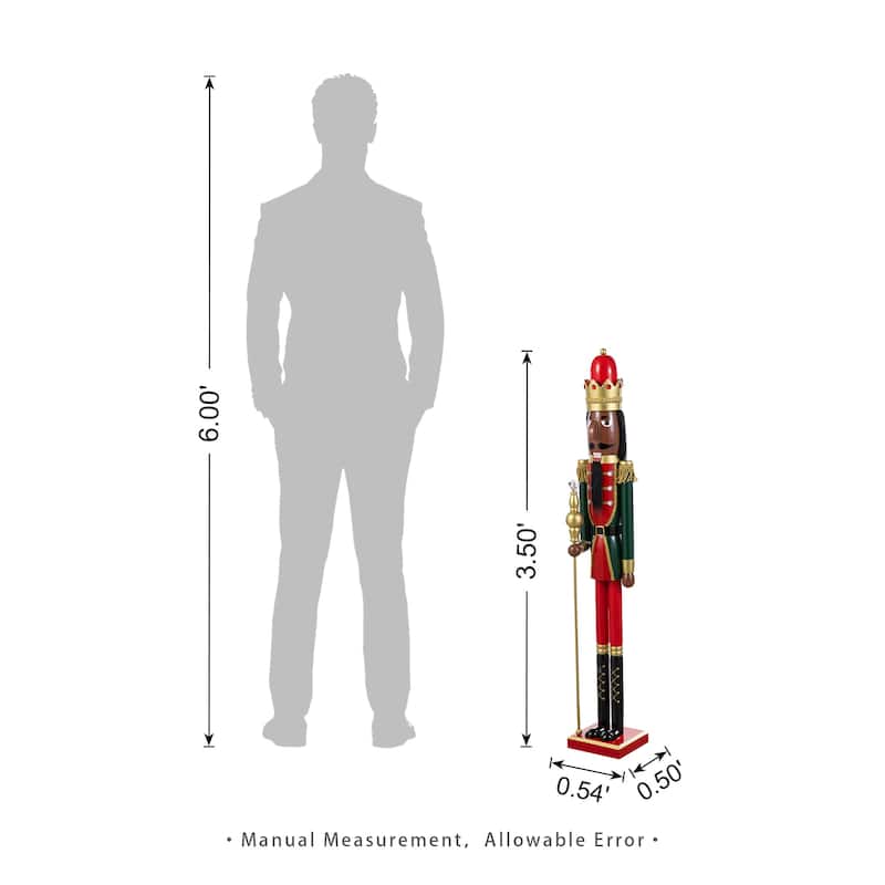 Glitzhome Wooden Christmas African King Soldier Nutcracker