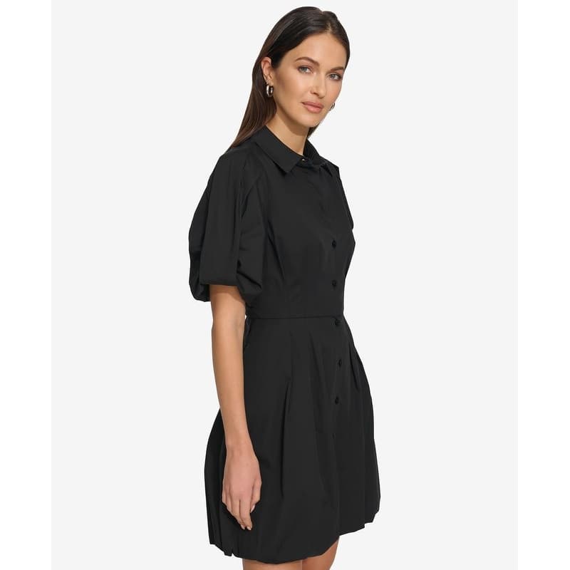 DKNY Puff Sleeve Poplin Mini Dress