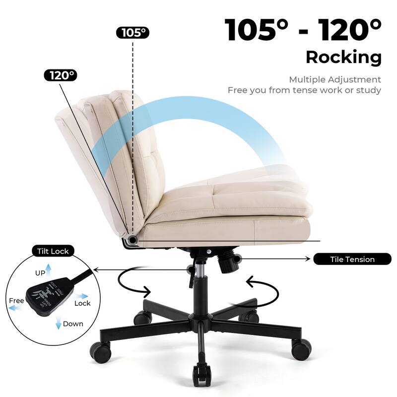 Large Size Swivel Home Office Desk Chair Armless Office Room Chair
