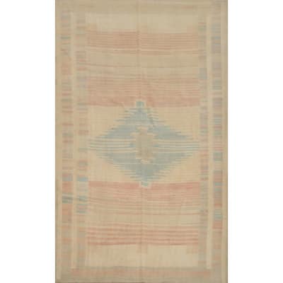 Hand Woven Oriental 100% Wool Carpet Southwestern Tribal Multi-Colored Kilim Area Rug - 9' 9'' X 6' 7''
