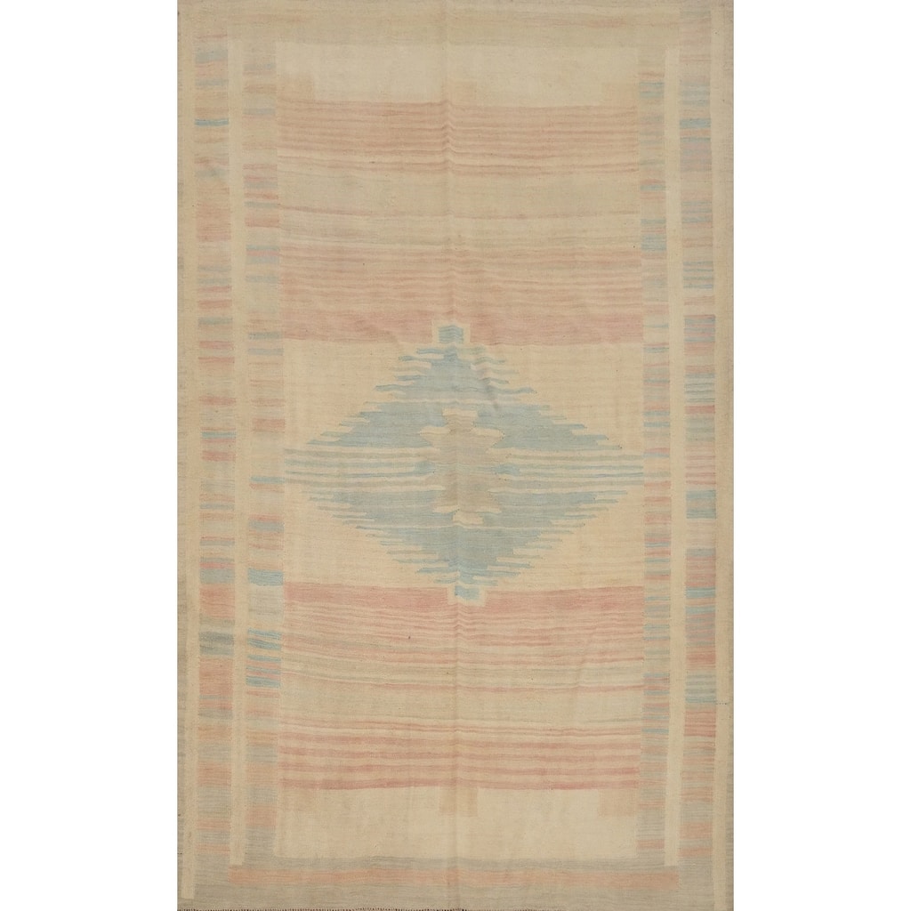 Hand Woven Oriental 100% Wool Carpet Southwestern Tribal Multi-Colored Kilim Area Rug - 9' 9'' X 6' 7''