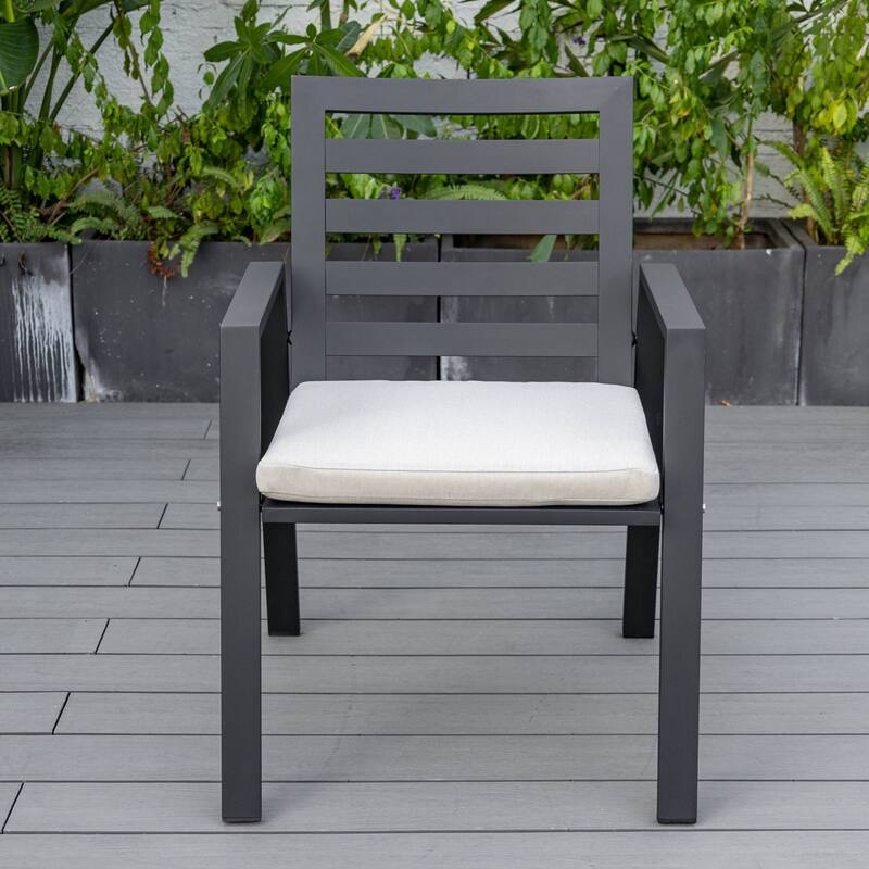 7-Piece Outdoor Dining Set in Black Aluminum Chelsea Series by LeisureMod