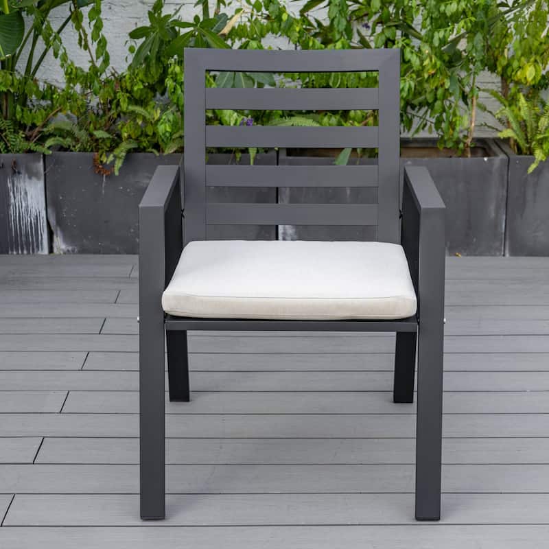 LeisureMod Chelsea Patio Dining Armchair in Aluminum with Cushions Set of 4 - 34.84