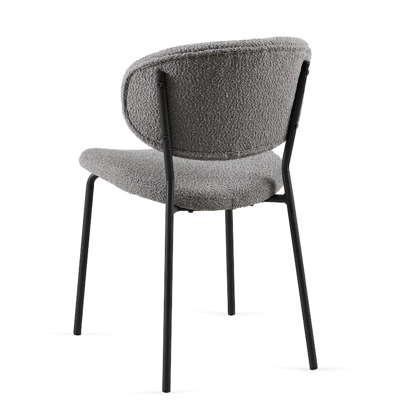 Mid-Century Modern Beige Curved Backrest Dining Chairs Set of 2