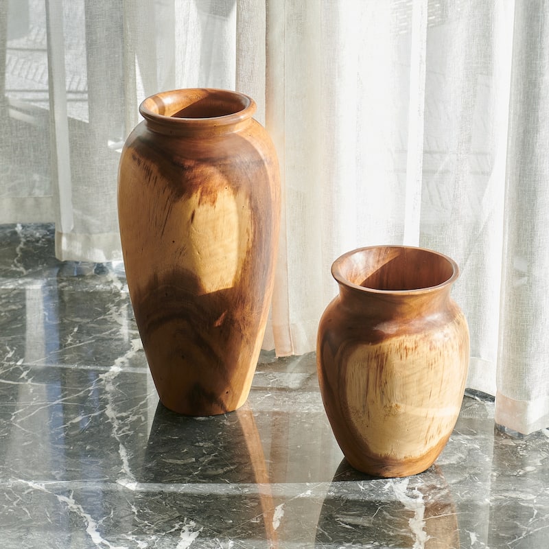 Natural Grain Suar Wood Decorative Vase