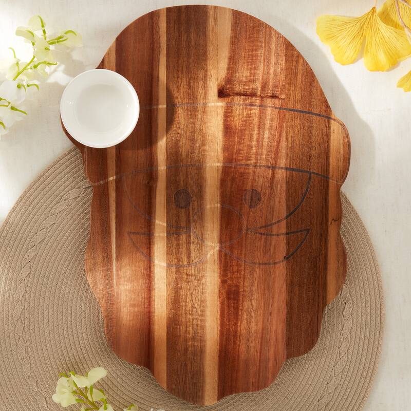 Tabletops Gallery Set of 2 Santa Acacia Wood Serving Board with Ceramic Bowl