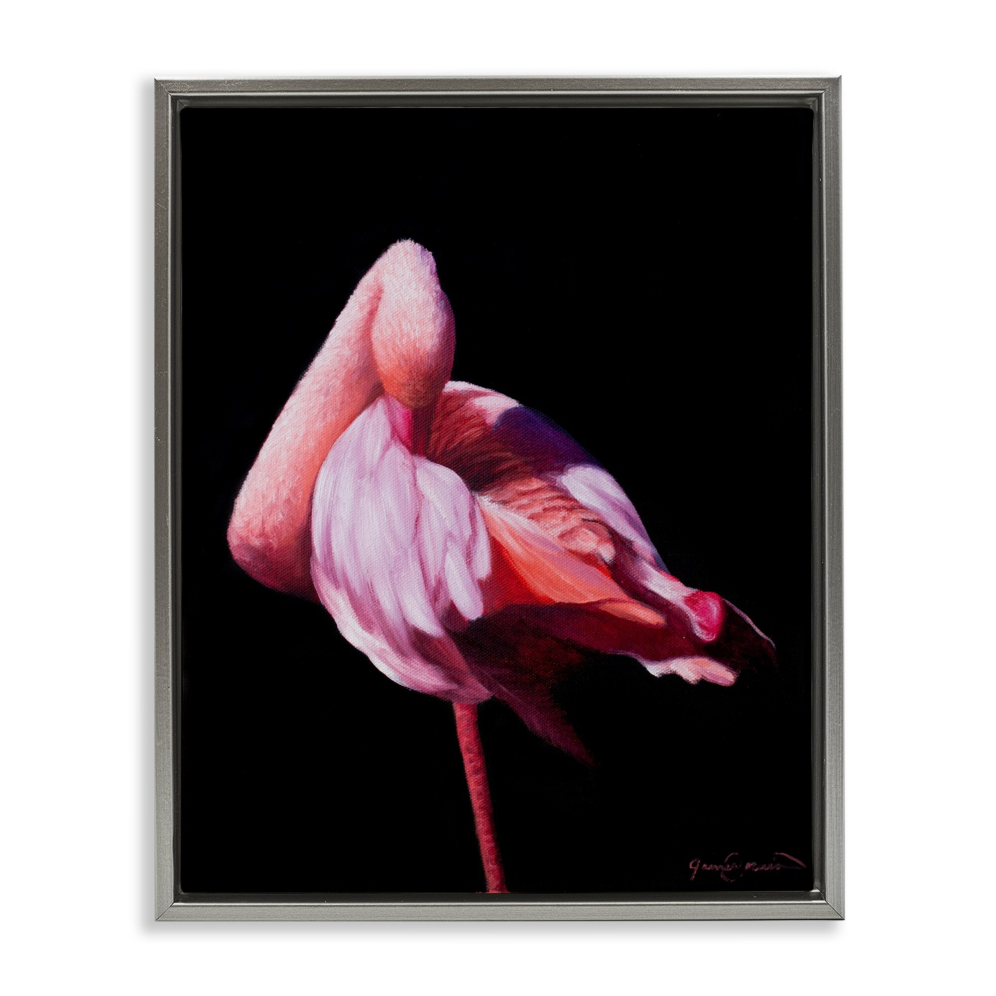 Stupell Avian Contrast Flamingo Framed Floater Canvas Wall Art Design By James Corwin