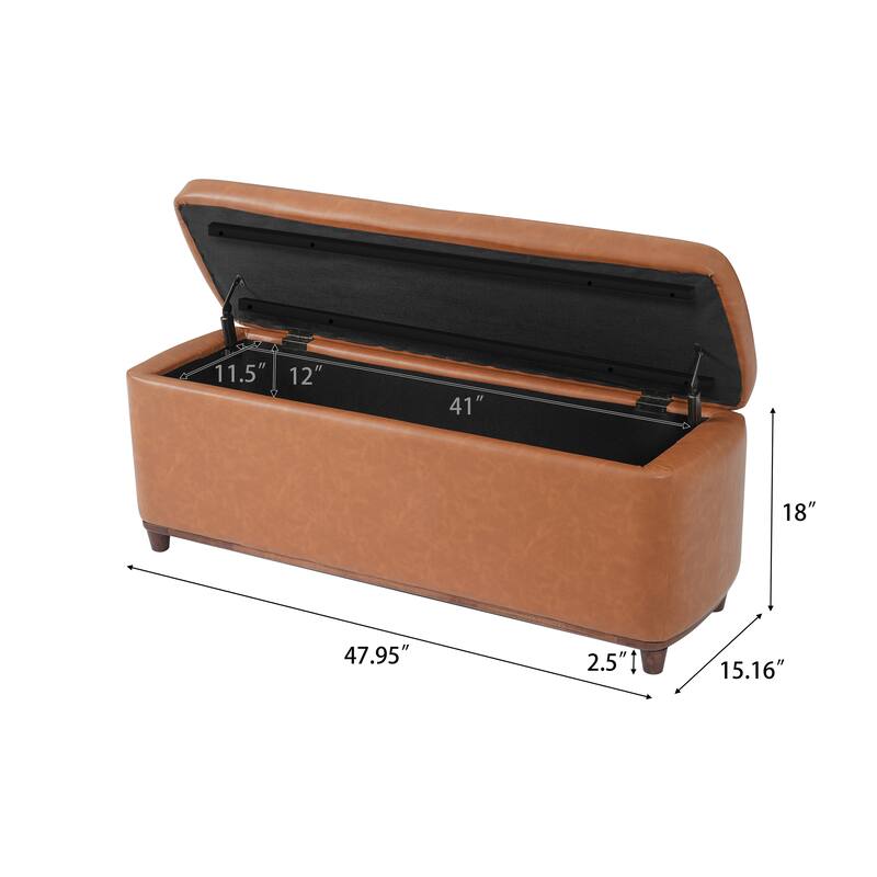 Christopher Knight Home - Modern Aero Upholstered Storage Ottoman Bench with Solid Wood Legs and Lift-Top Storage